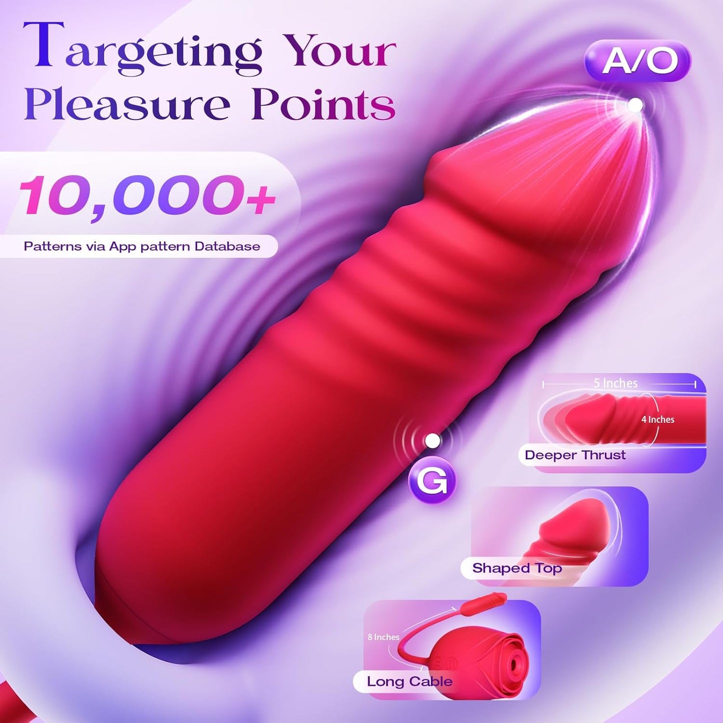 🌹 APP-Control Rose Vibrator  📱 Smart APP Control 💨 Powerful Clitoral Suction 💖 G-Spot Thrusting Stimulation 🔟 10 Exciting Modes