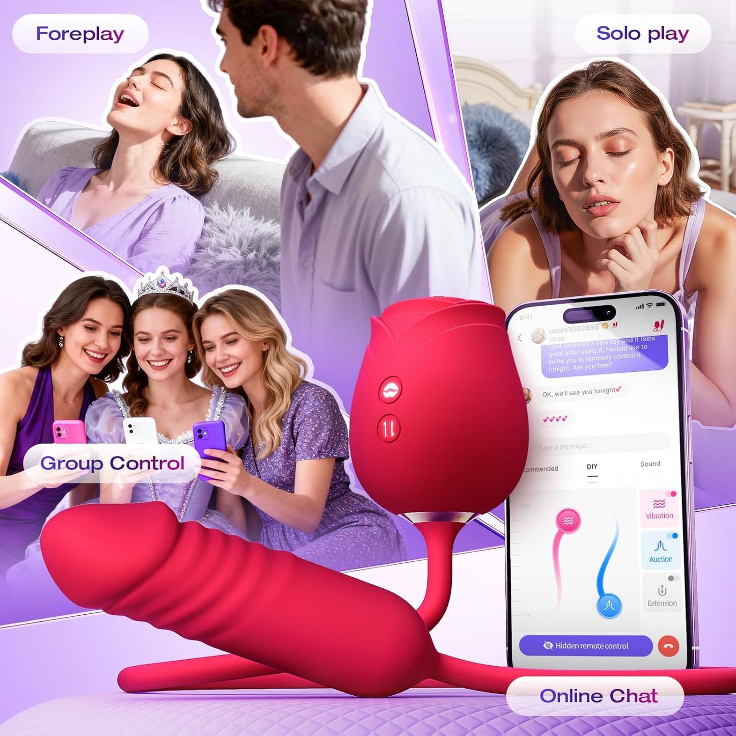🌹 APP-Control Rose Vibrator  📱 Smart APP Control 💨 Powerful Clitoral Suction 💖 G-Spot Thrusting Stimulation 🔟 10 Exciting Modes