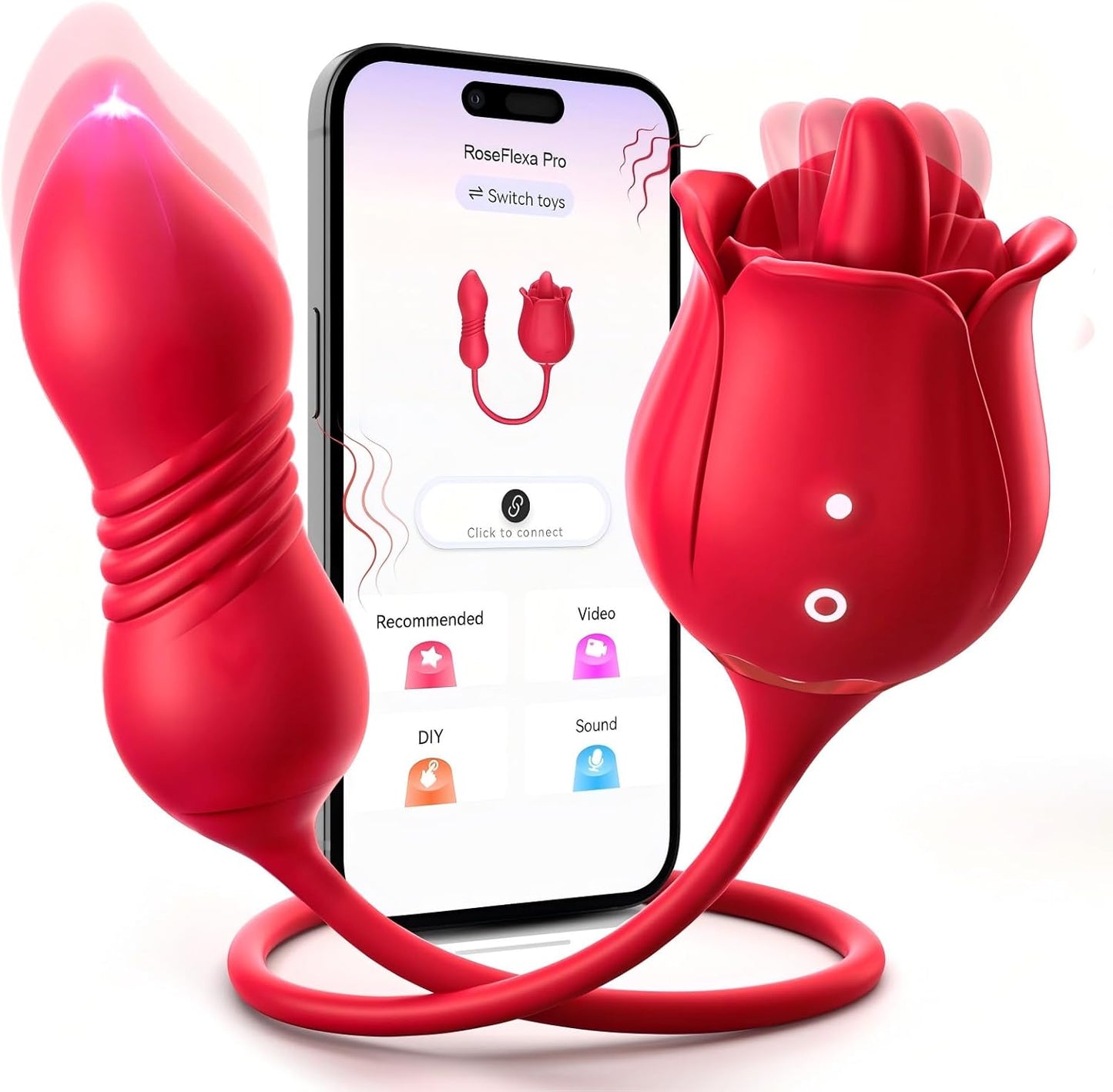 🌹 APP-Control Rose Vibrator  📱 Smart APP Control 💨 Powerful Clitoral Suction 💖 G-Spot Thrusting Stimulation 🔟 10 Exciting Modes