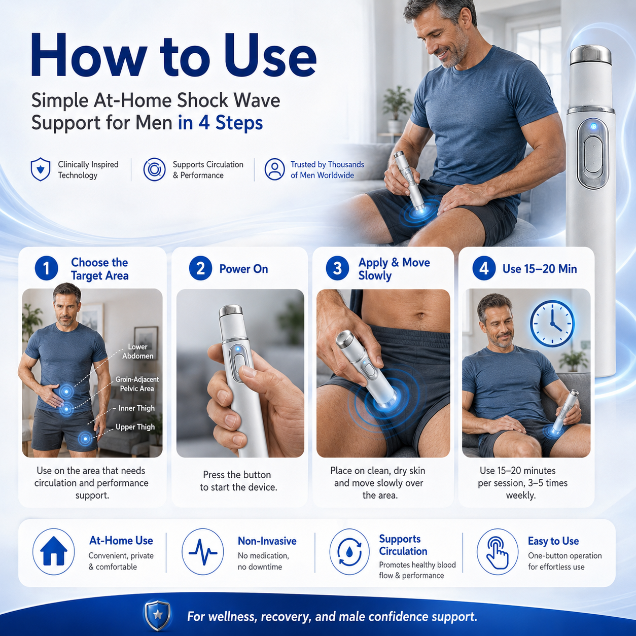 Shockwave Therapy Device ——  Restore Blood Flow • Relieve Pain • Support Men's Performance