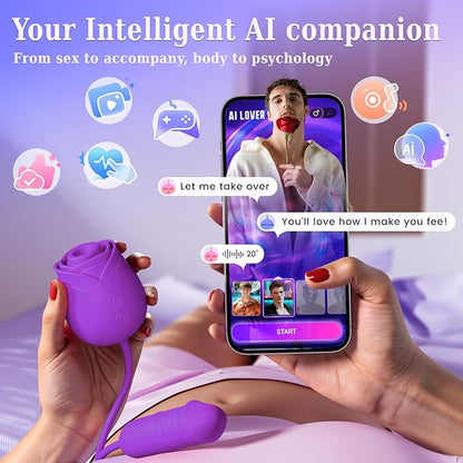 🌹 APP-Control Rose Vibrator  📱 Smart APP Control 💨 Powerful Clitoral Suction 💖 G-Spot Thrusting Stimulation 🔟 10 Exciting Modes