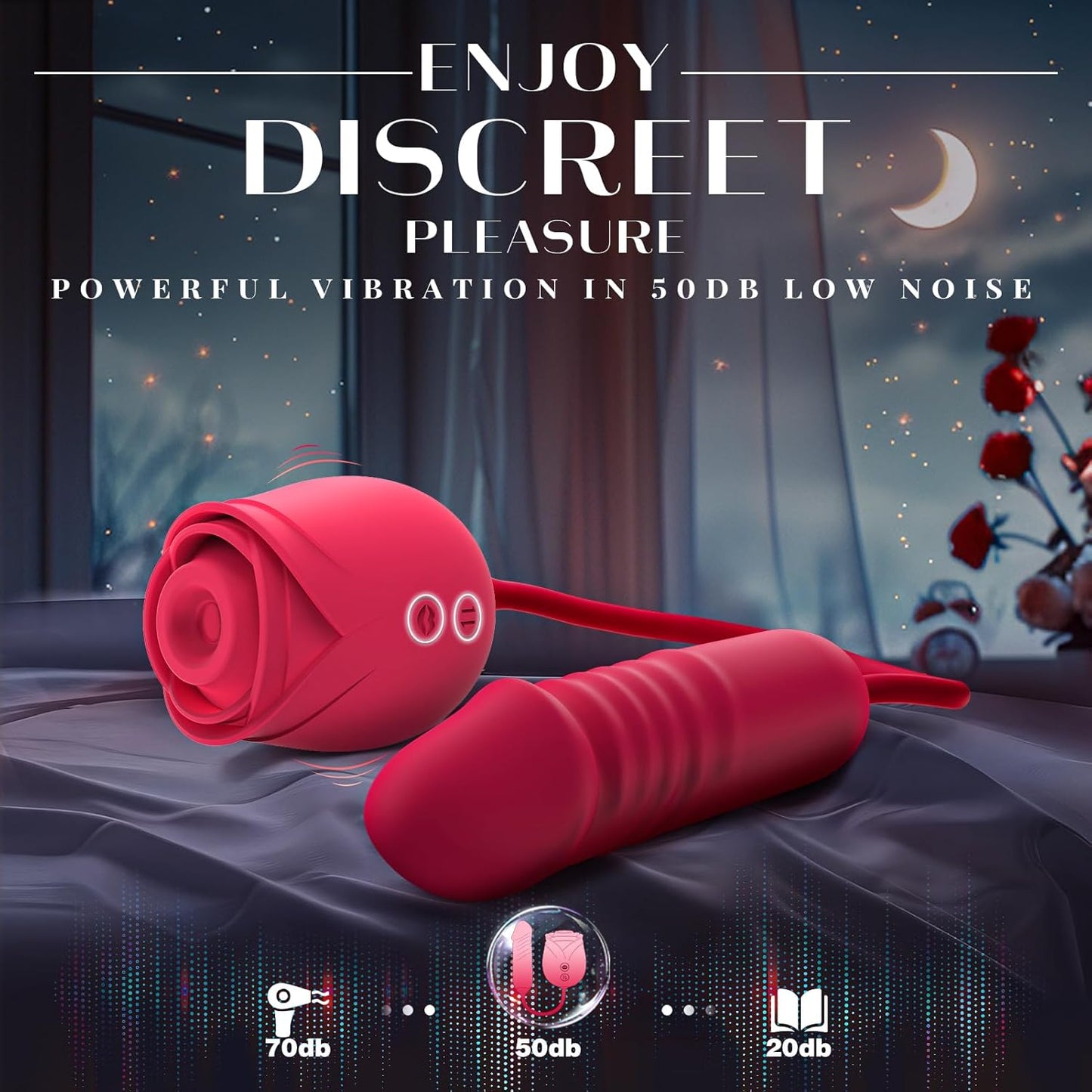 🌹 APP-Control Rose Vibrator  📱 Smart APP Control 💨 Powerful Clitoral Suction 💖 G-Spot Thrusting Stimulation 🔟 10 Exciting Modes